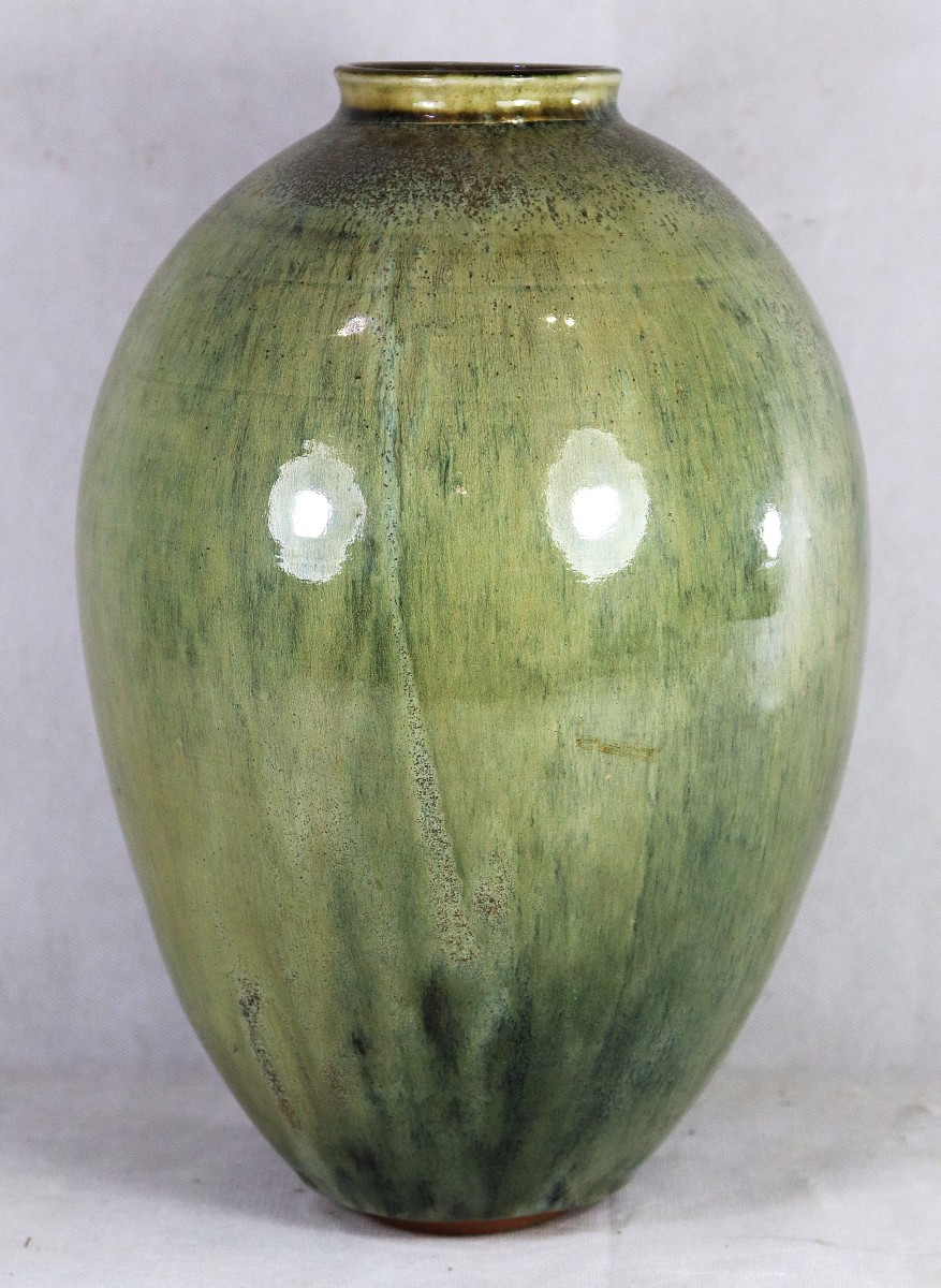 Champy Claude (1944), Large Sandstone Vase, Signed, 20th Century