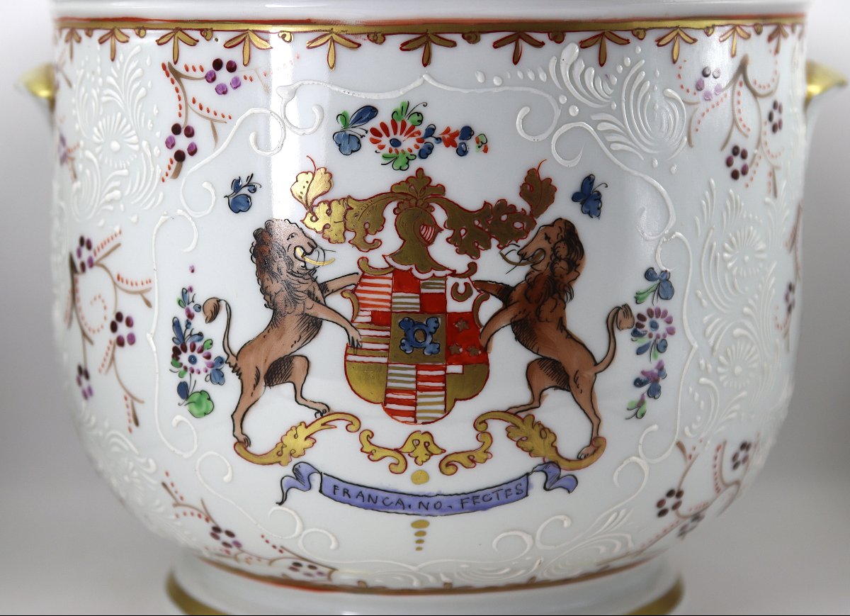 Edmé SAMSON à PARIS (1810-1891), Cache pot en porcelaine, fin XIXe-photo-2