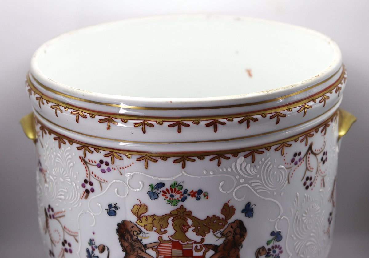 Edmé SAMSON à PARIS (1810-1891), Cache pot en porcelaine, fin XIXe-photo-4