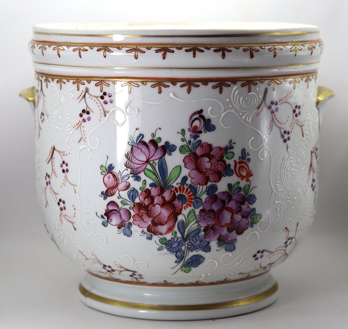 Edmé SAMSON à PARIS (1810-1891), Cache pot en porcelaine, fin XIXe-photo-2