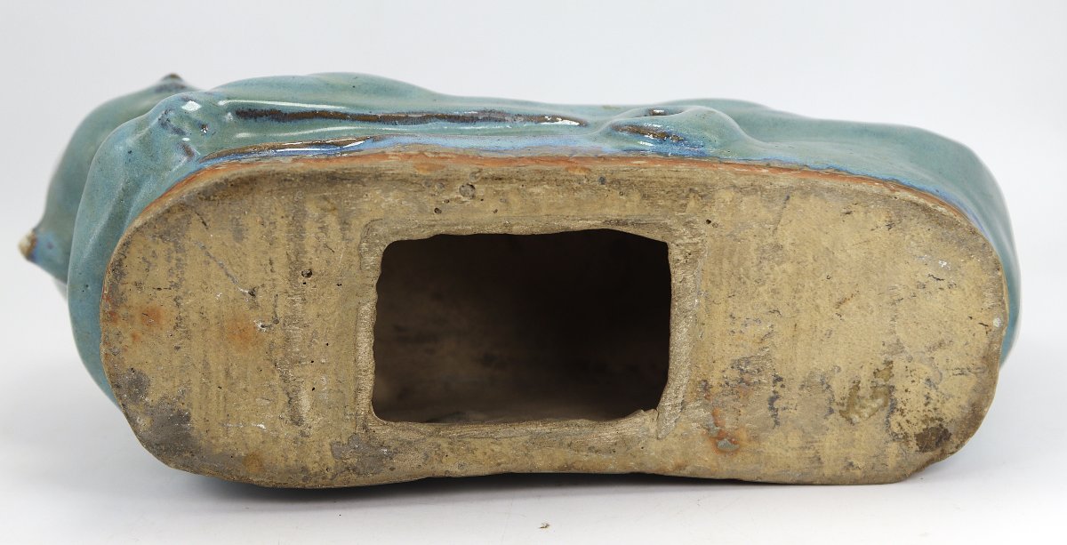 China "qing Dynasty", Celadon Glazed Terracotta Headrest, Early 20th Century-photo-4