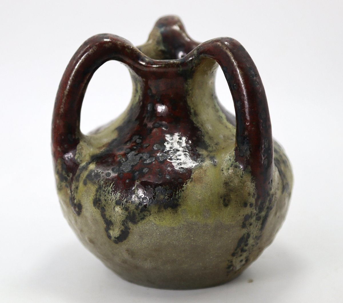 Emile Mousseux (19th-20th Century), Small Vase With 3 Handles, Signed, Circa 1910-photo-2