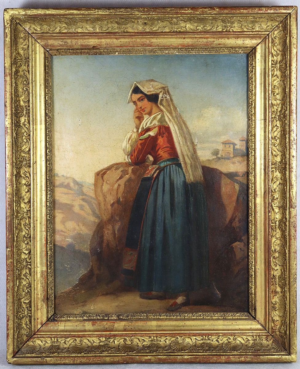 Léopold ROBERT (1794-1835)HST " Italienne de la campagne Romaine ", signé L.R, XIXe