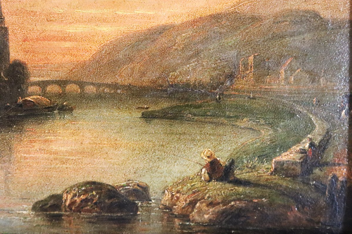 William Clarkson STANFIELD (1793-1867), HSC " Bingen et les ruines de St Hildegande ", signé.-photo-3