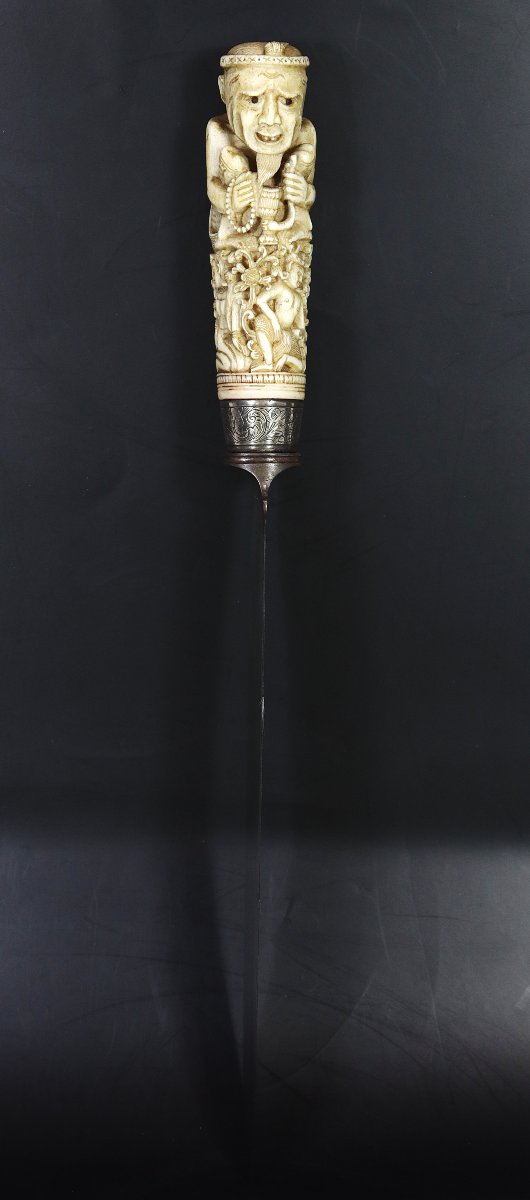 Couteau birman «Dha», lame « Arnachellum Salem », XIXe-photo-2