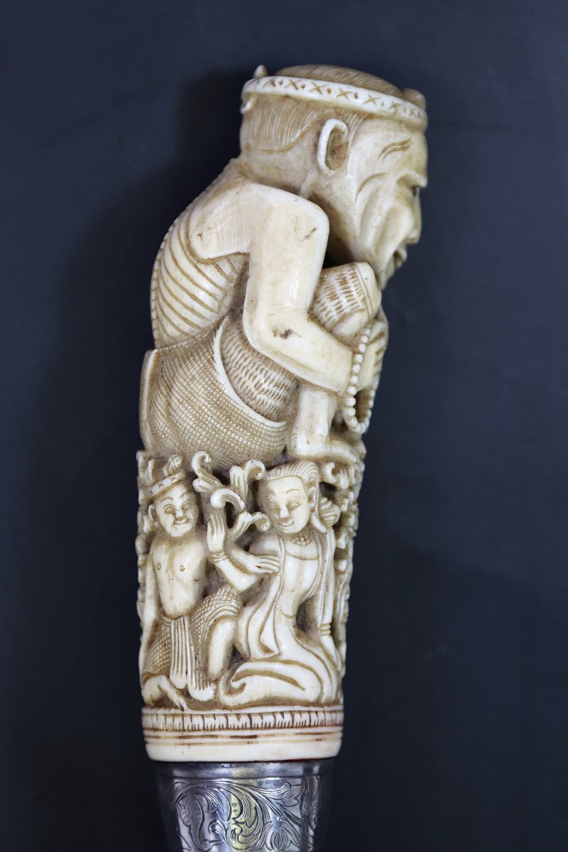 Couteau birman «Dha», lame « Arnachellum Salem », XIXe-photo-2