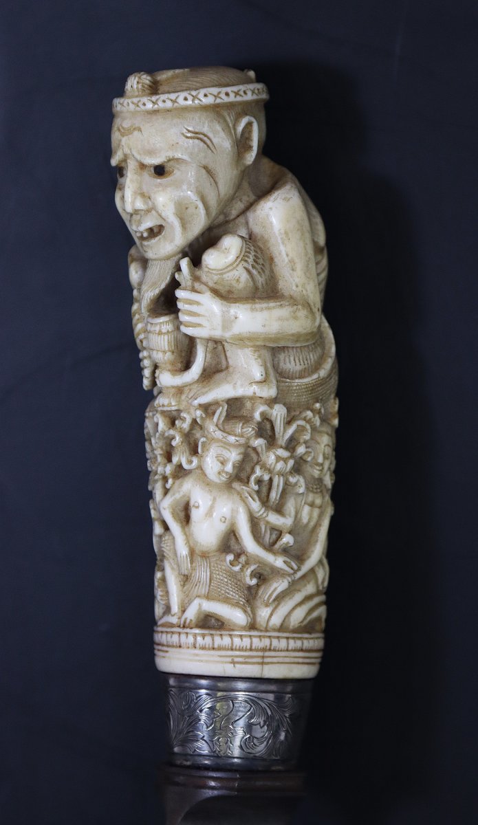 Couteau birman «Dha», lame « Arnachellum Salem », XIXe-photo-4