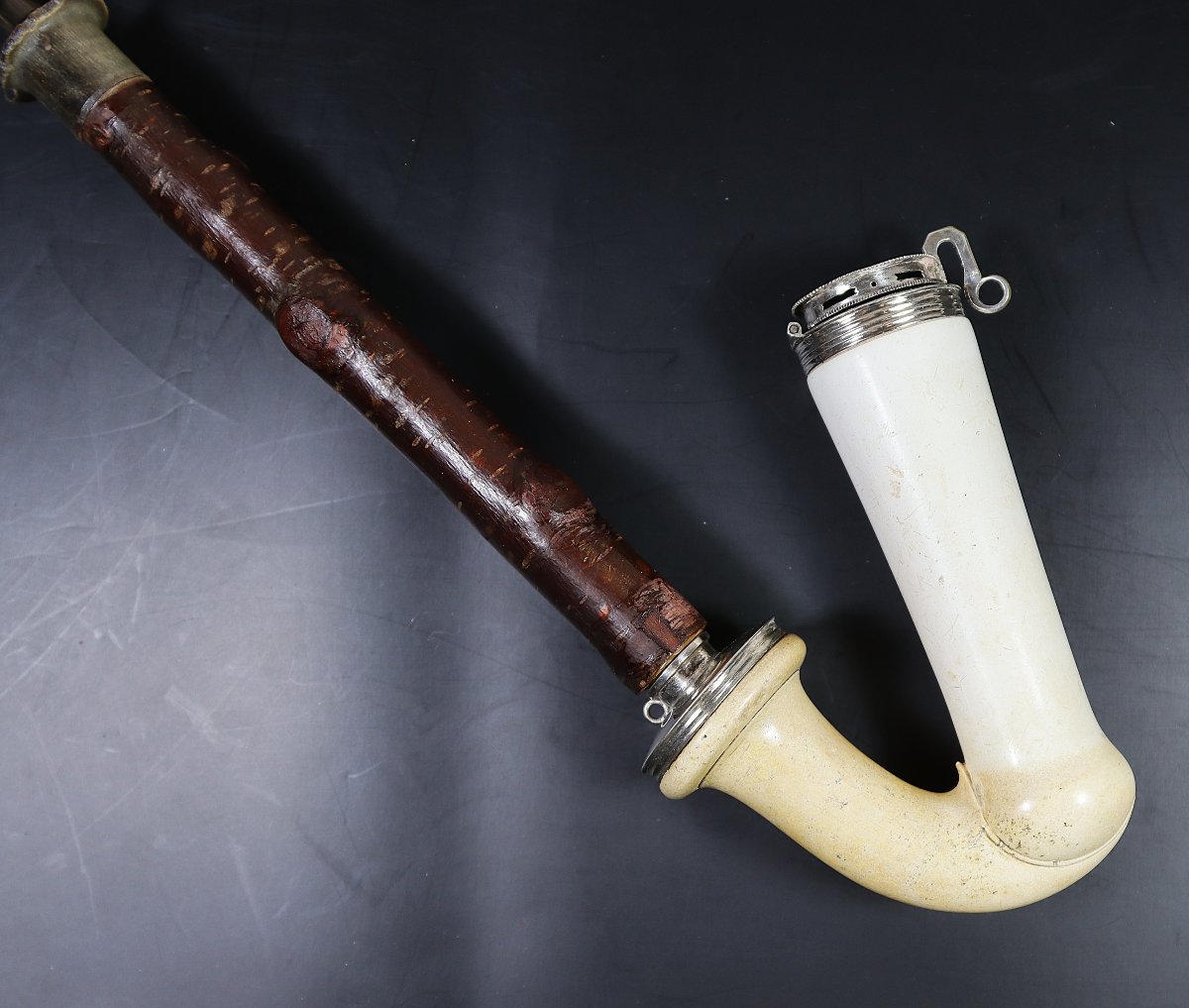 Austria 19th Century, Dobrocen Type Pipe In Meerschaum And Silver.-photo-2
