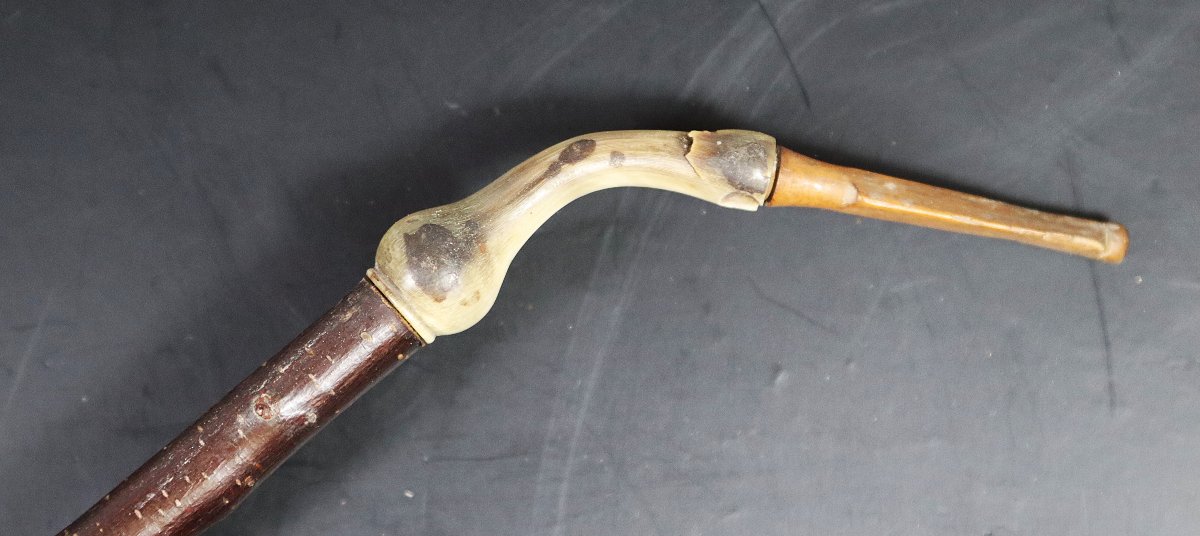 Autriche XIXe, pipe type Dobrocen en écume de mer et argent.-photo-3