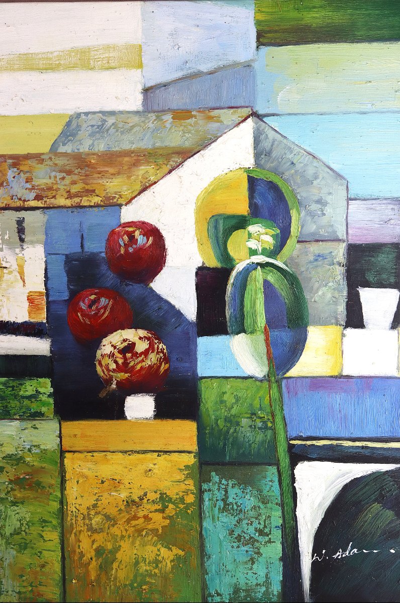 W. ADAM ( XXe), Grande HST " Cubiste ", signé, XXe-photo-4