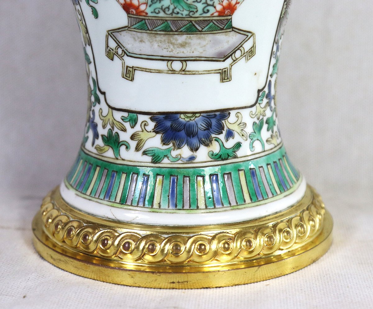Chine, vase couvert famille vert, monture bronze Cardeilhac Paris, Vers 1900-photo-2