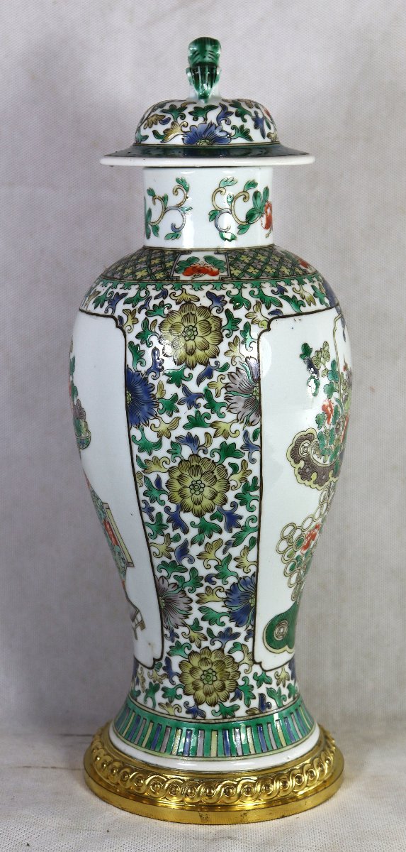Chine, vase couvert famille vert, monture bronze Cardeilhac Paris, Vers 1900-photo-4