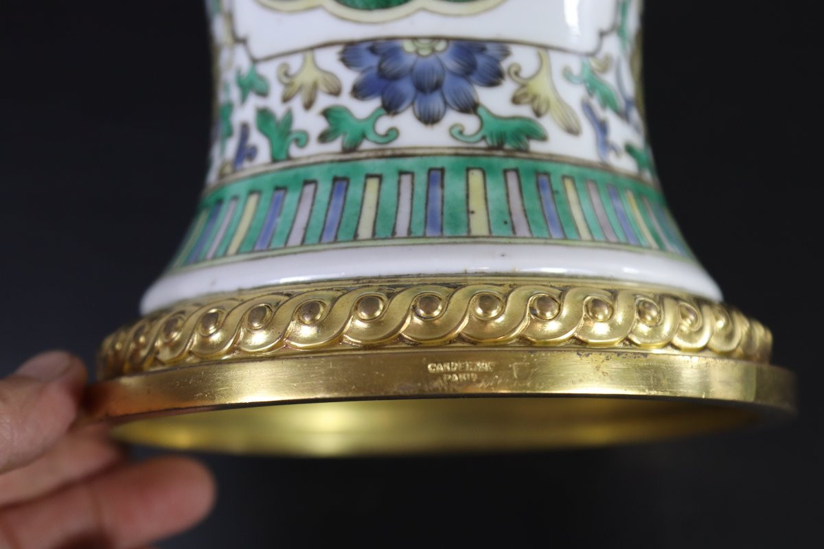 Chine, vase couvert famille vert, monture bronze Cardeilhac Paris, Vers 1900-photo-5