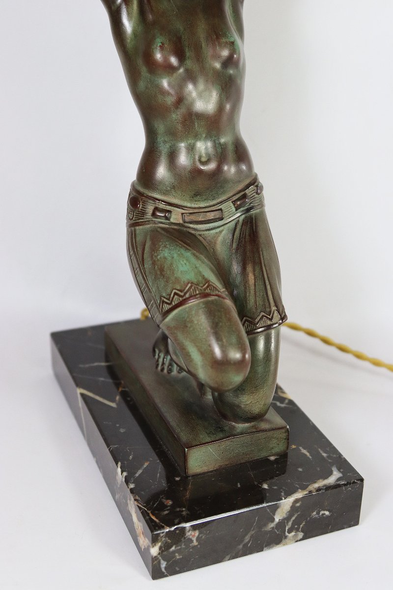 Pierre LE FAGUAYS dit FAYRAL (1892-1962), Lampe veilleuse " Vers l'oasis ", signé, vers 1930-photo-4