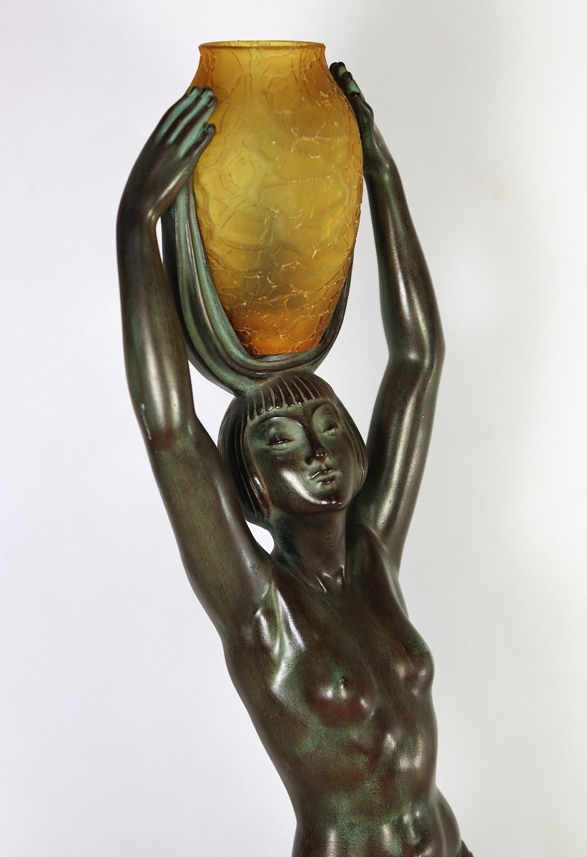 Pierre LE FAGUAYS dit FAYRAL (1892-1962), Lampe veilleuse " Vers l'oasis ", signé, vers 1930-photo-4