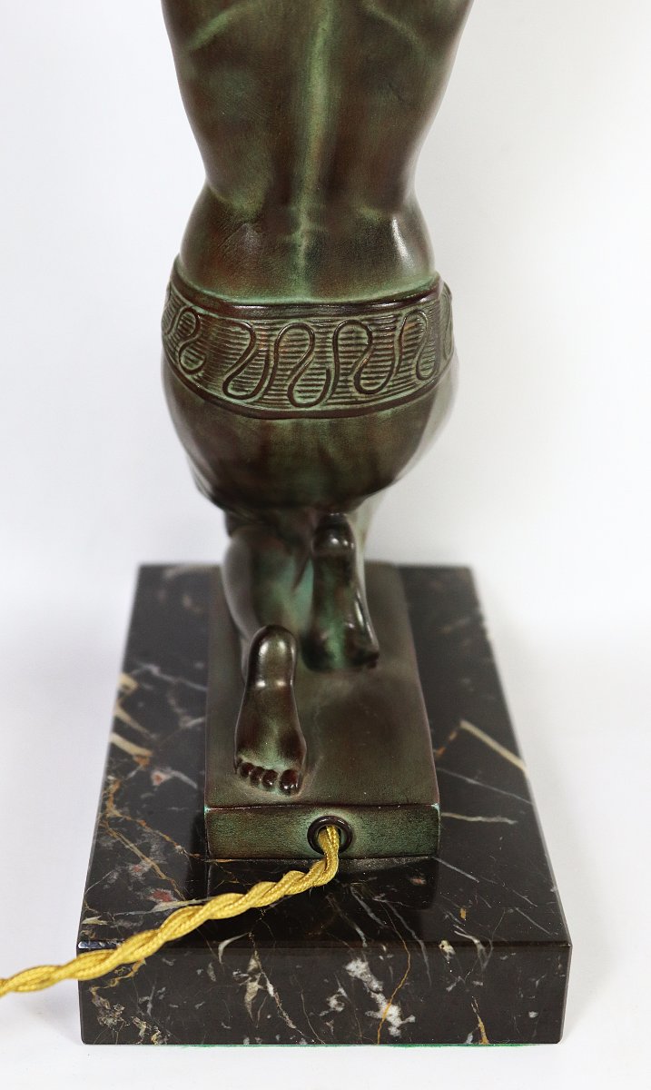 Pierre LE FAGUAYS dit FAYRAL (1892-1962), Lampe veilleuse " Vers l'oasis ", signé, vers 1930-photo-7