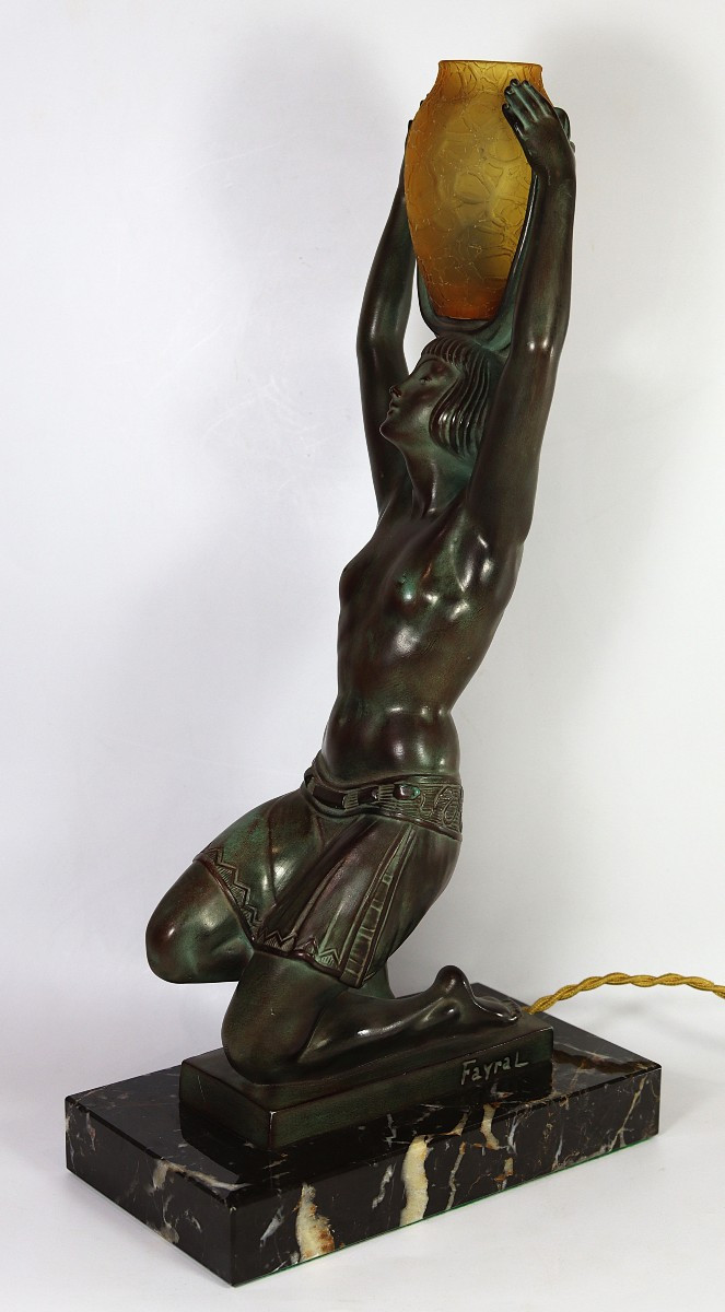 Pierre LE FAGUAYS dit FAYRAL (1892-1962), Lampe veilleuse " Vers l'oasis ", signé, vers 1930