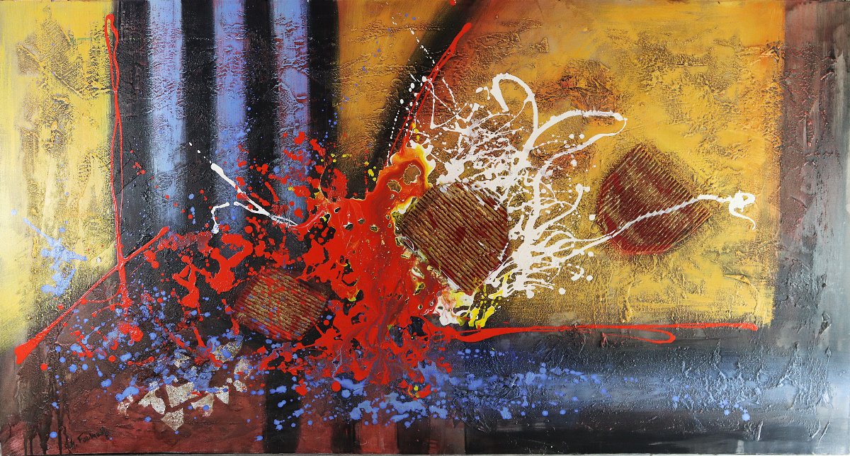 Grand tableau moderne" Blood Flash ", signé, XXe-photo-2
