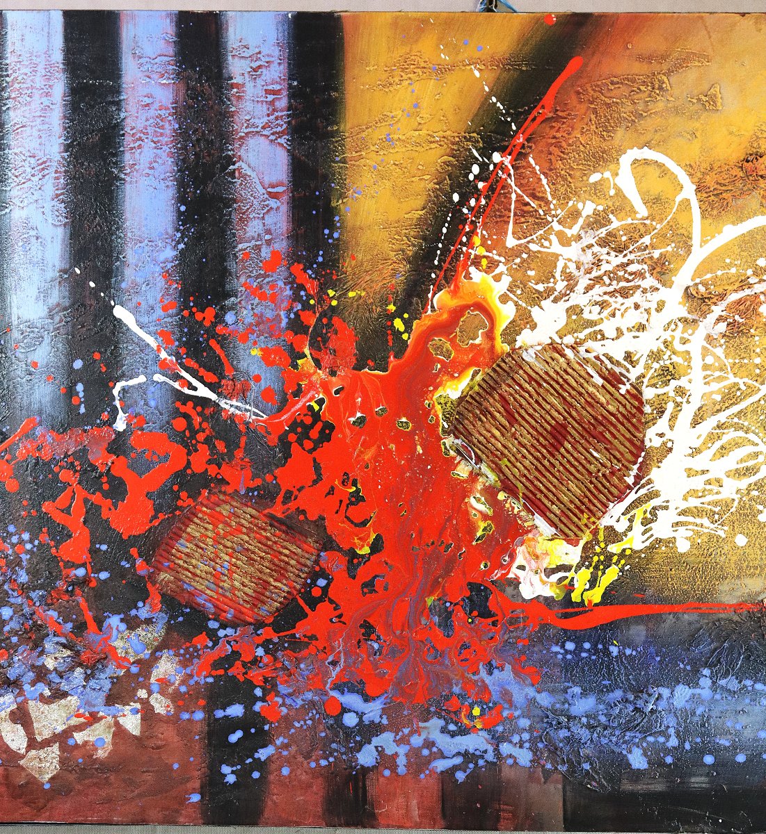 Grand tableau moderne" Blood Flash ", signé, XXe-photo-3