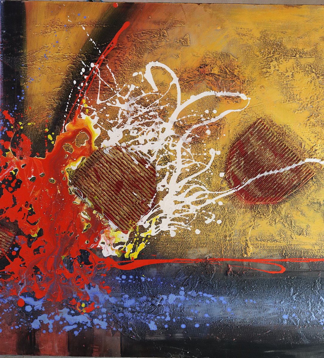 Grand tableau moderne" Blood Flash ", signé, XXe-photo-4