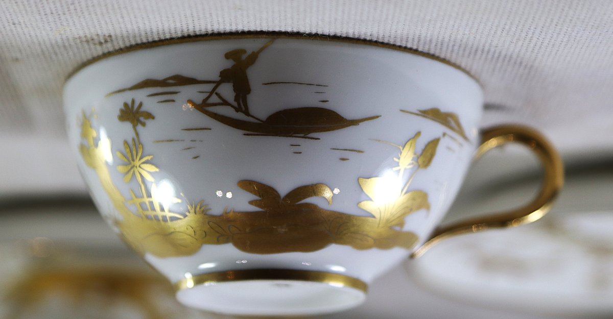 Meissen XXe, Partie de service en porcelaine " décors aux chinois ".-photo-6