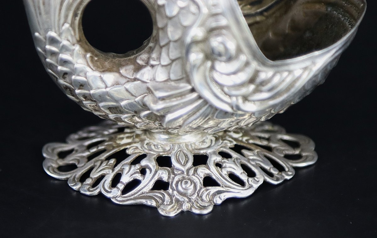 Hurez Jules (1904/1919), Paire de salerons en argent "Poissons".-photo-1