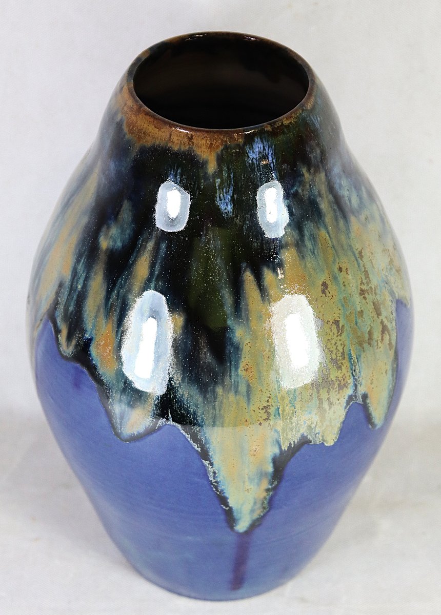 Jean-Marie MAURE et Albert LEBRET (1871-1955), Grand vase en grès émaillé, XXe-photo-3