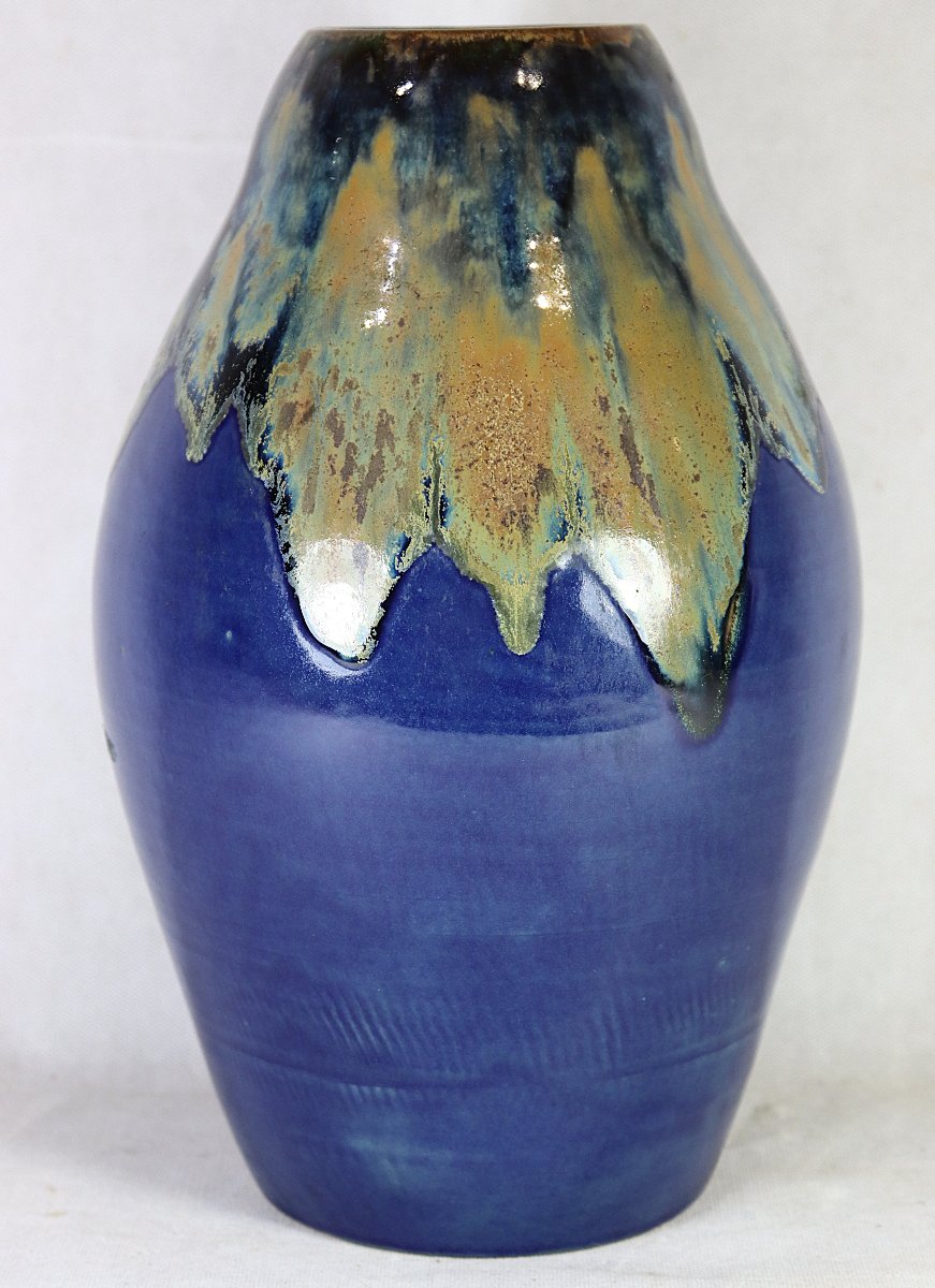 Jean-Marie MAURE et Albert LEBRET (1871-1955), Grand vase en grès émaillé, XXe-photo-2