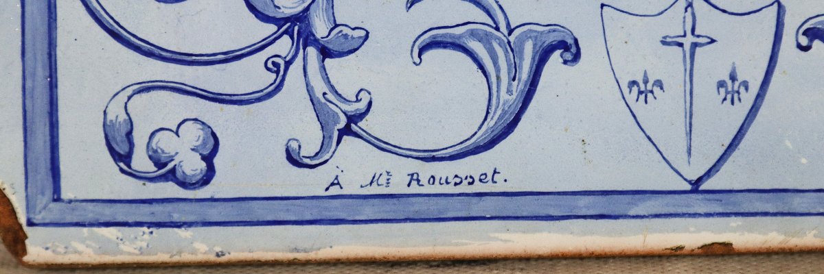 Large Earthenware Tile "joan Of Arc", Signed, 19th Century -photo-2