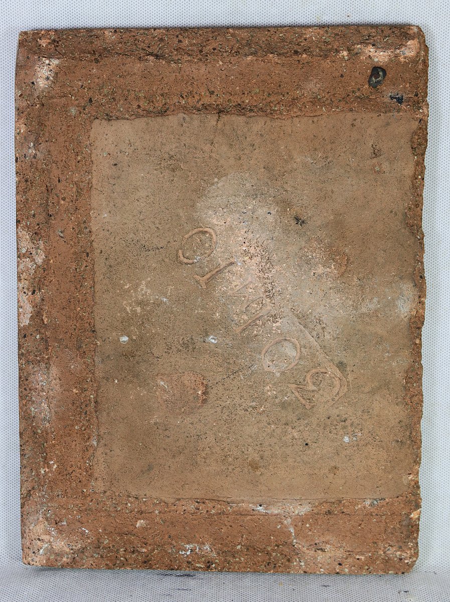 Large Earthenware Tile "joan Of Arc", Signed, 19th Century -photo-3