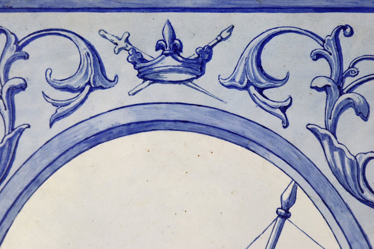 Large Earthenware Tile "joan Of Arc", Signed, 19th Century -photo-5