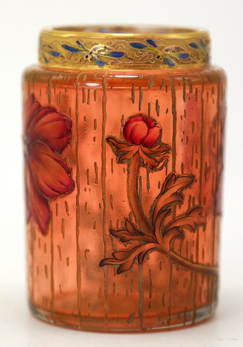 Antonin DAUM (1864-1930), Vase Art nouveau "Pavots", Daum Nancy 1890-photo-2