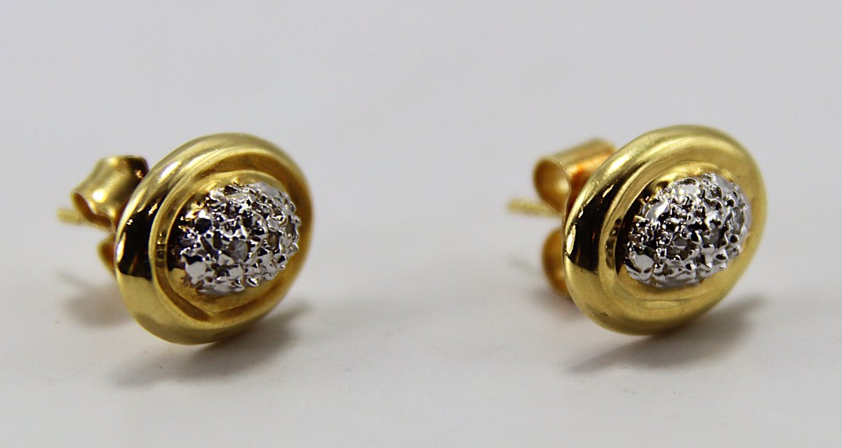 Pair Of 18k Gold Earrings, 2.13 Grams, 20th Century-photo-2