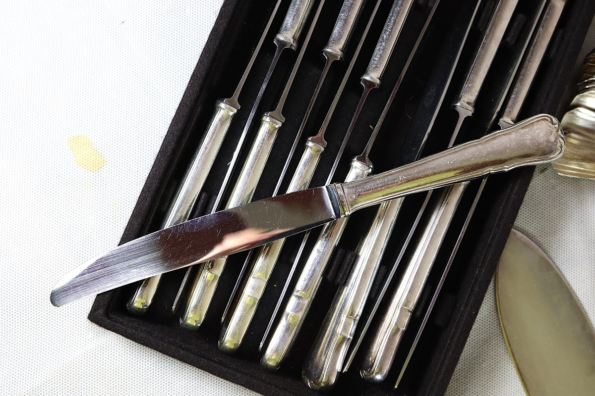 Luc Lanel For Christofle, Art Deco Silver-plated Flatware Set, 132 Pieces, 1930-photo-4