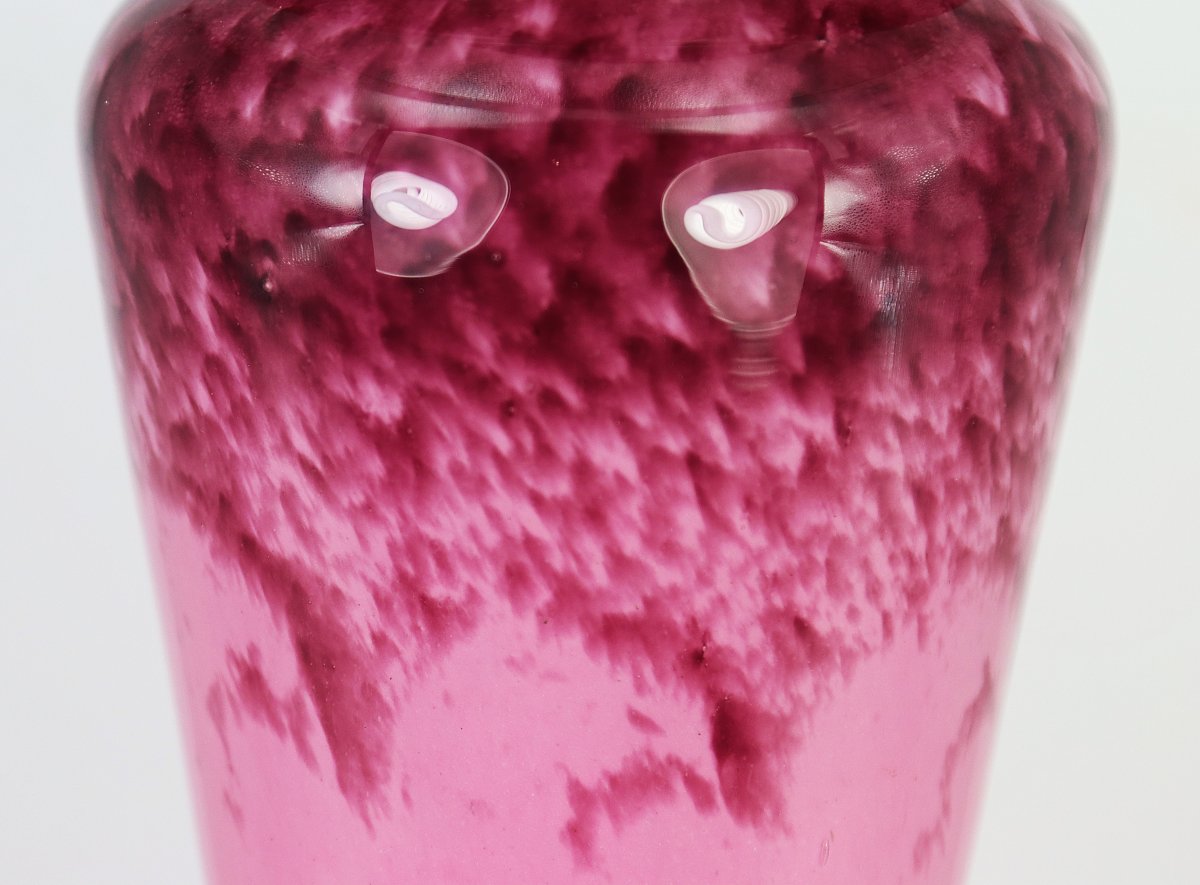 Delatte André (1887-1953), Multi-layered Glass Vase With Violet Decoration, 20th Century-photo-1