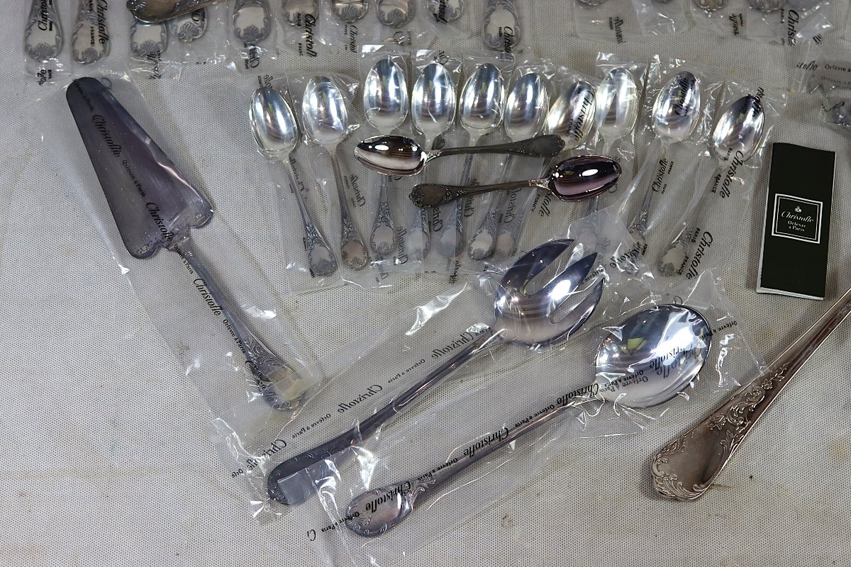 Christofle Flatware Set, Marly Pattern, Louis XV Style, 54 Pieces, 20th Century-photo-1
