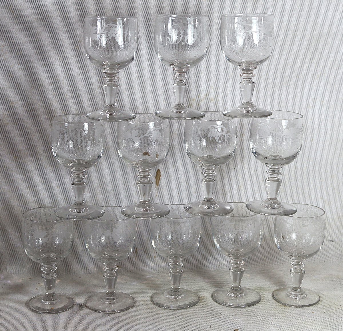 Service de verre en cristal, 22 pièces,  monogrammé DR, XXe-photo-2