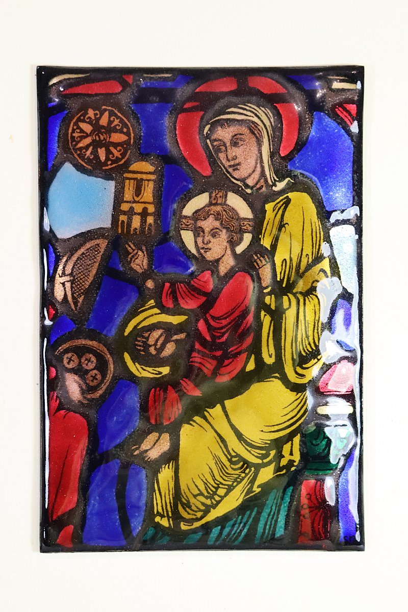 Marguerite SORNIN (1883-1974), Ensemble de 4 plaques émaux sur cuivre "religieux", XXe-photo-7