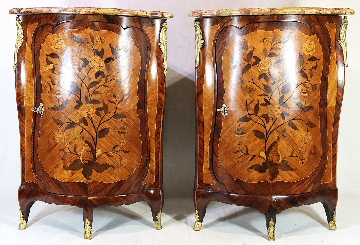 François Reizell (cabinetmaker, Paris, Master In 1764), Pair Of Louis XV Corner Cabinets, 18th Century-photo-2