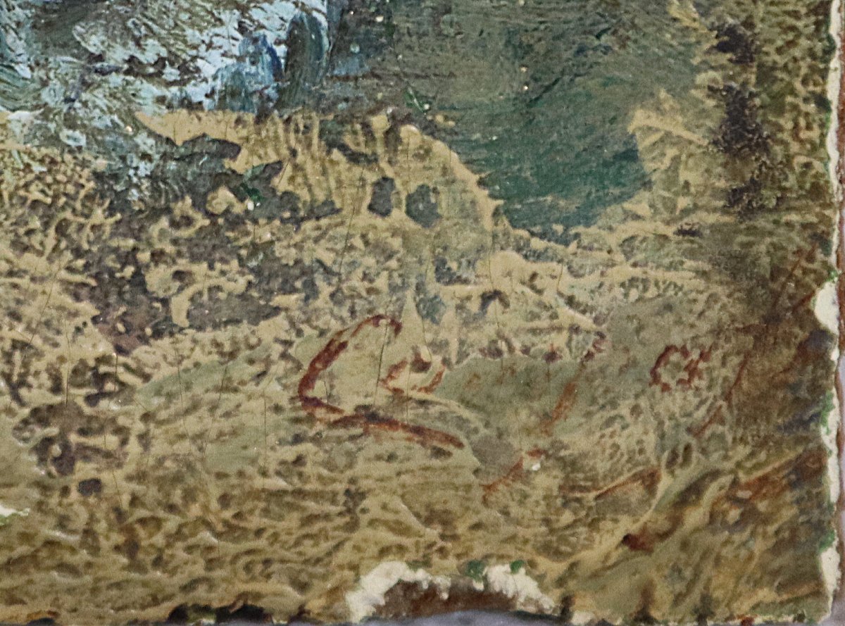 Oil Painting On Panel, "woman With A Parasol", Signed, 19th Century.-photo-4