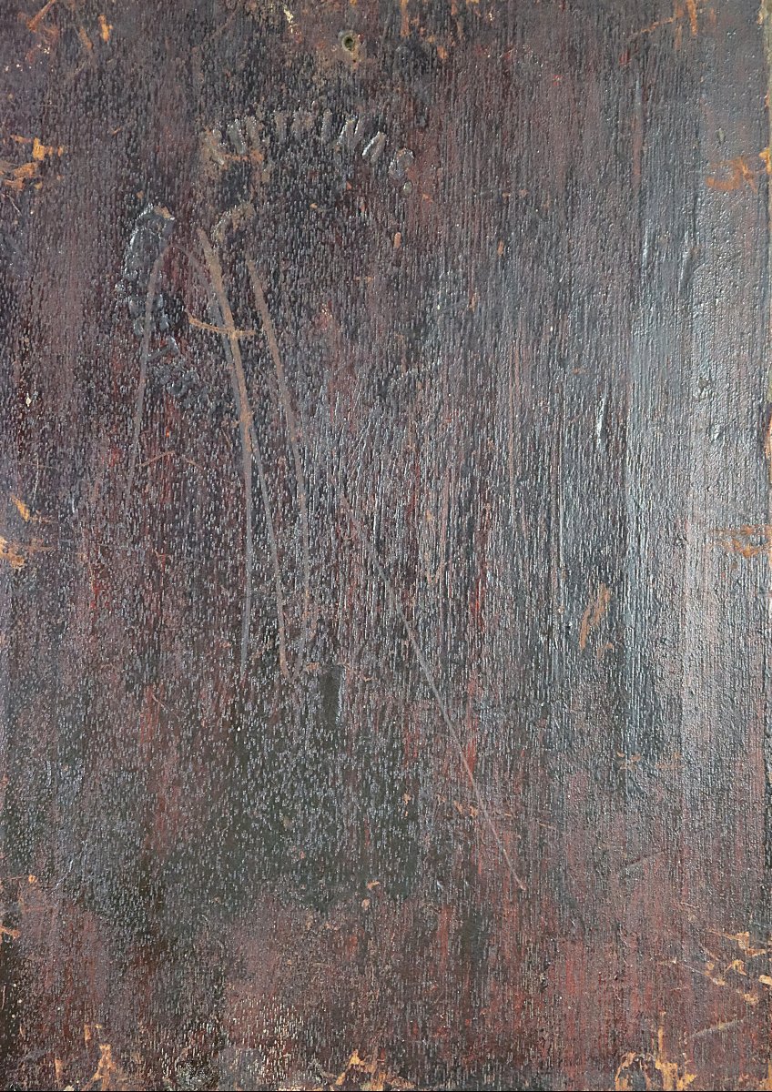 Oil Painting On Panel, "woman With A Parasol", Signed, 19th Century.-photo-2