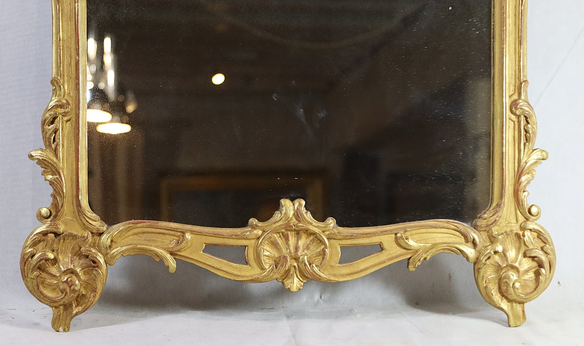 Miroir en bois sculpté et doré, style Louis XV, fin XIXe-photo-2