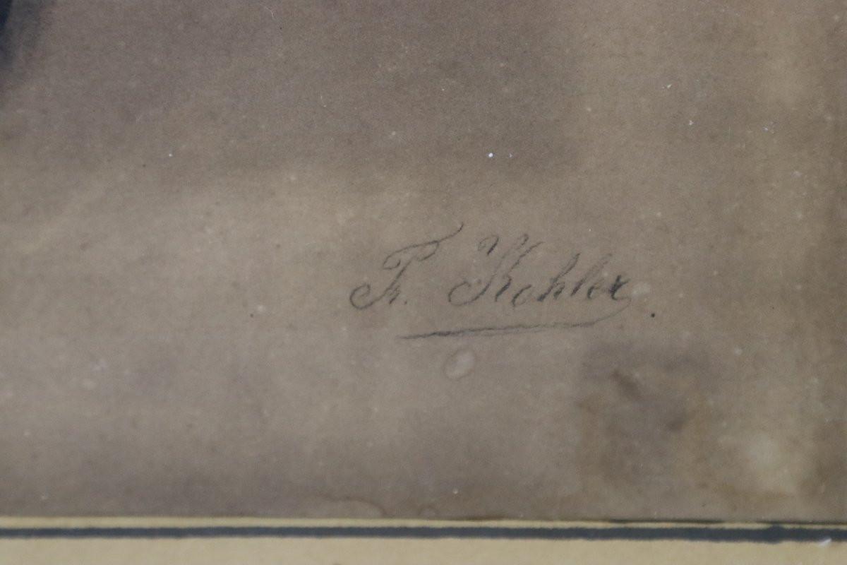 F. Kohler (actif au XIXe), Paire de Dessins " Attribues de Chasse et pêche ", signés, XIXe-photo-5