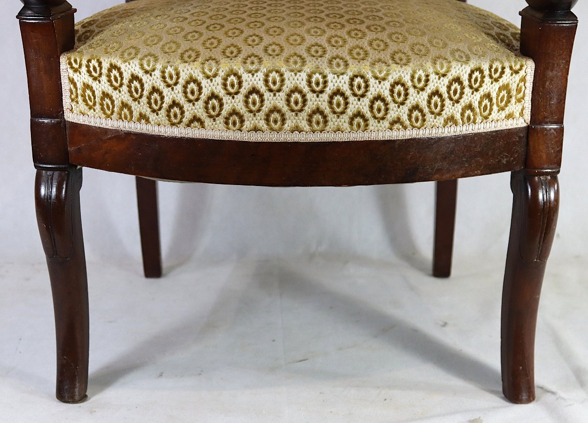 Mahogany Armchair With Scrolled Arms, Restoration Period, 19th Century-photo-3