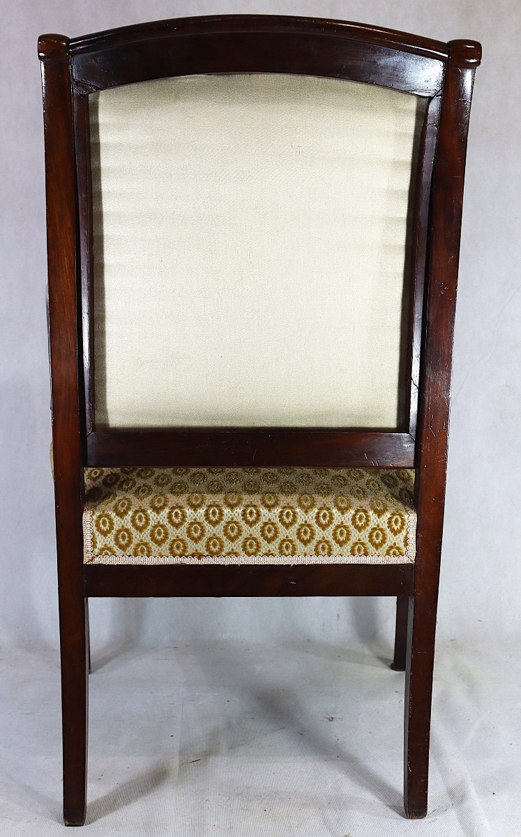 Mahogany Armchair With Scrolled Arms, Restoration Period, 19th Century-photo-1