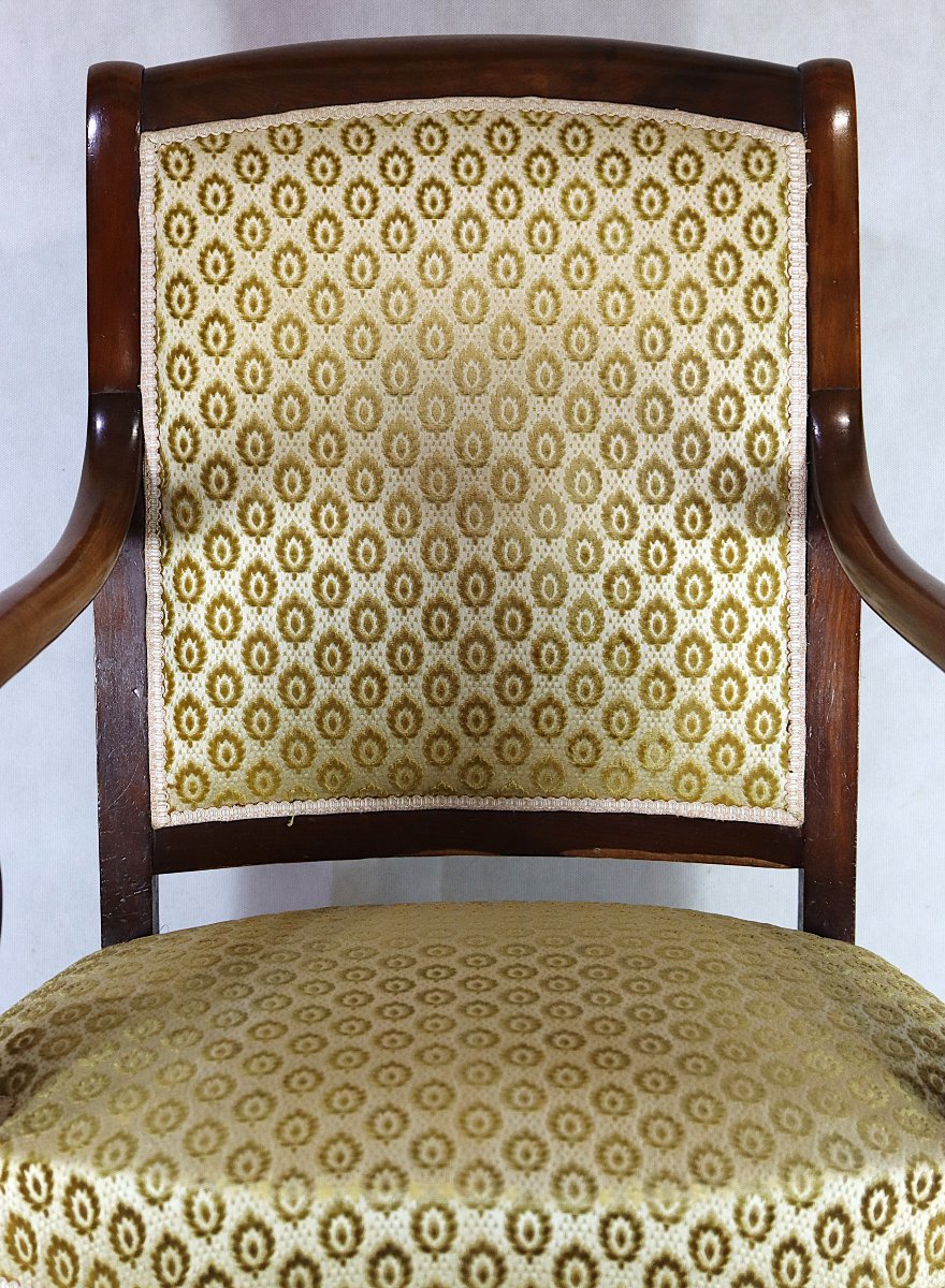 Mahogany Armchair With Scrolled Arms, Restoration Period, 19th Century-photo-2