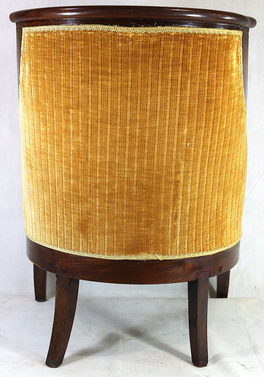 Mahogany Gondola-shaped Bergère Chair, Restoration Period, 19th Century-photo-5