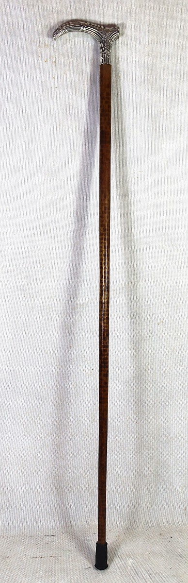 Canne en bois d'amourette et pommeau Argent, début XXe