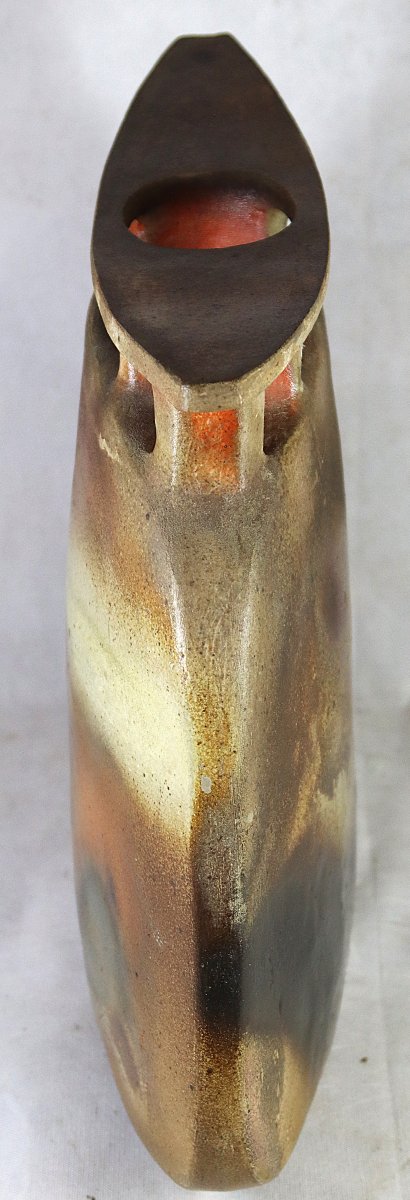 La Borne, Important Lentil-shaped Vase, Circa 1950-photo-3