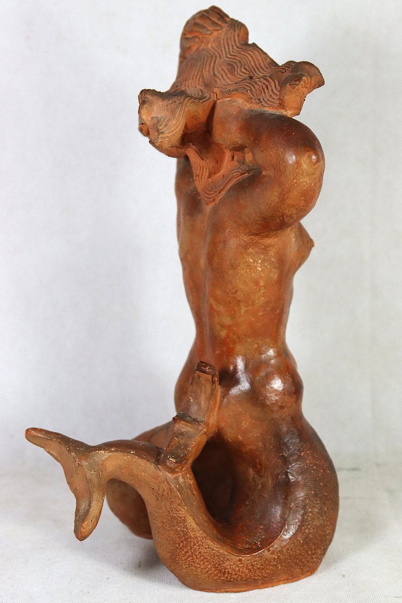 André Bizette-lindet (1906-1998), Terracotta Sculpture "the Siren's Song", 1930-photo-2